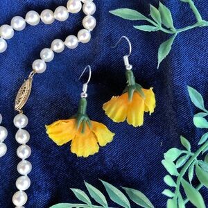Yellow/Orange Flower Dangle Earrings